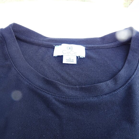 CeCe Black Knit Top with Lace Short Sleeves 1X NWT - Picture 8 of 11